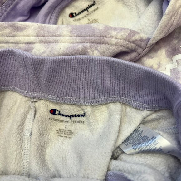 Champion Lavendar and White tie dye Sweatsuit (Hoodie and Pants) - Picture 2 of 3